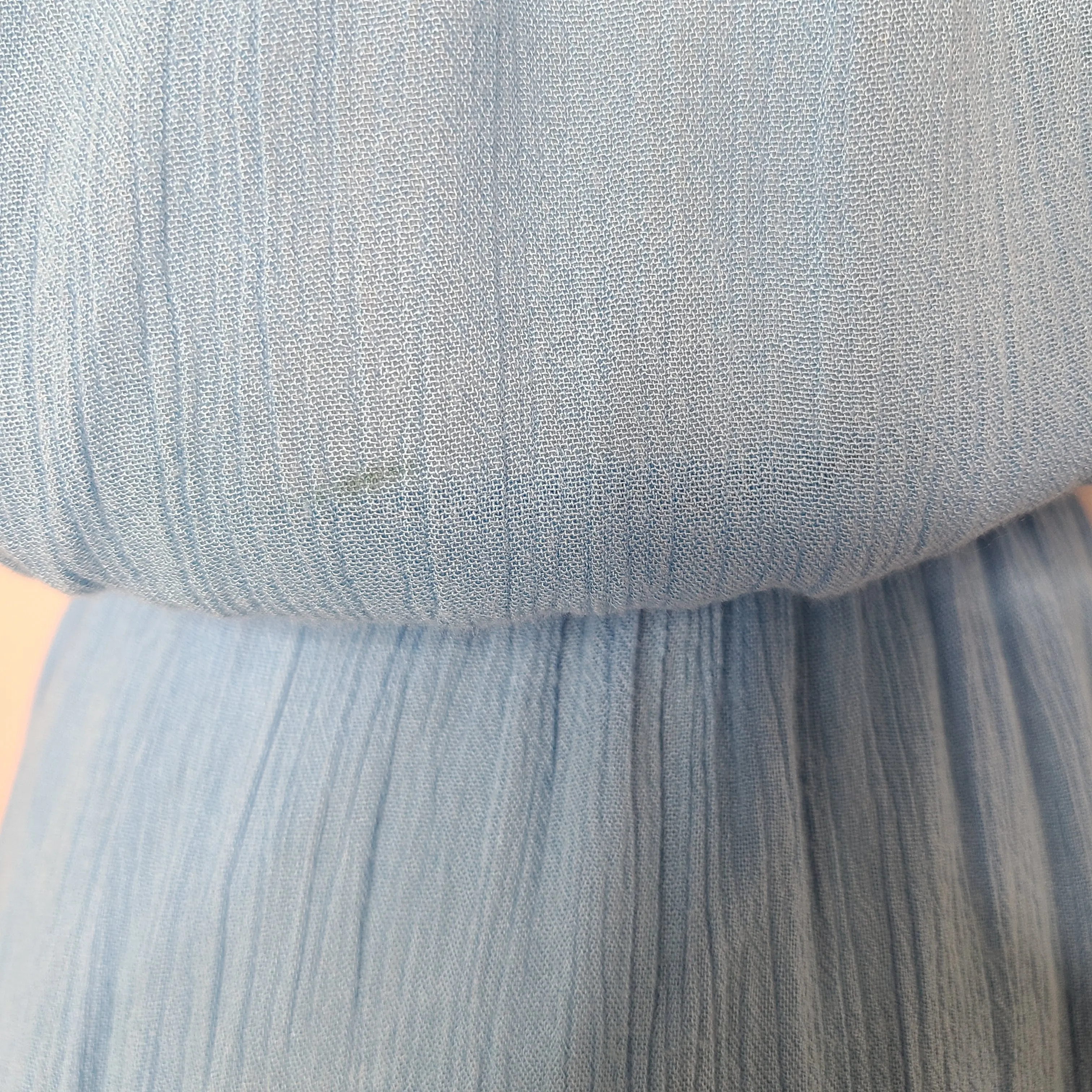 00's Blue Gauze Strapless Maxi Dress by Moda Intl