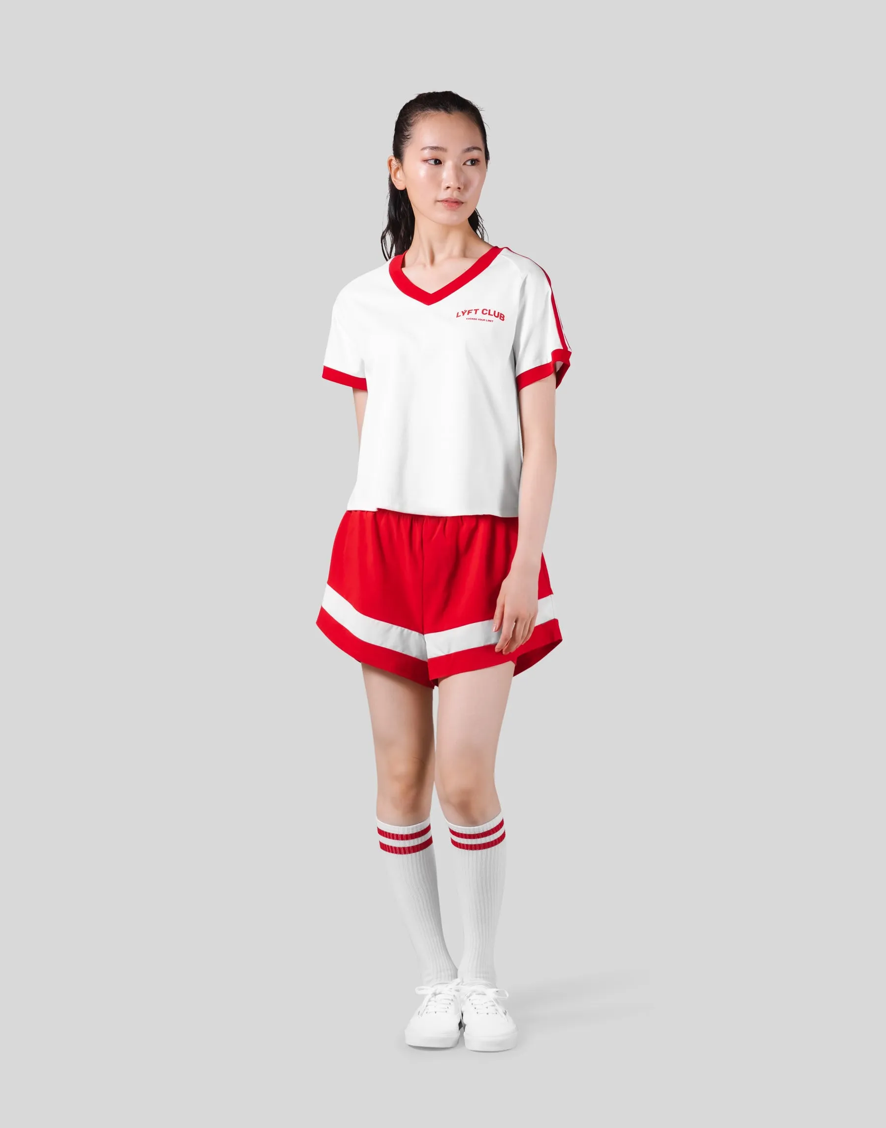 2Line V Neck T-Shirt - Red