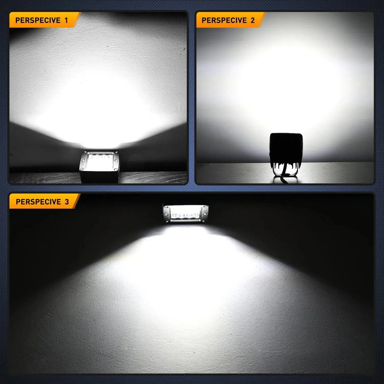 3 Inch 42W Spot Flood Square LED Pods (Pair) | 16AWG Wire 3Pin Switch
