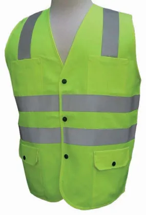 3A Safety - ANSI Certified Polyester Safety Vest - Solid/Mesh Lime Color Size Large