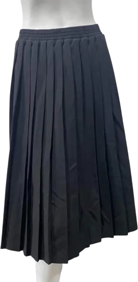 '80s Dark Academia Black Accordion Pleated Midi Skirt by Cricket Lane