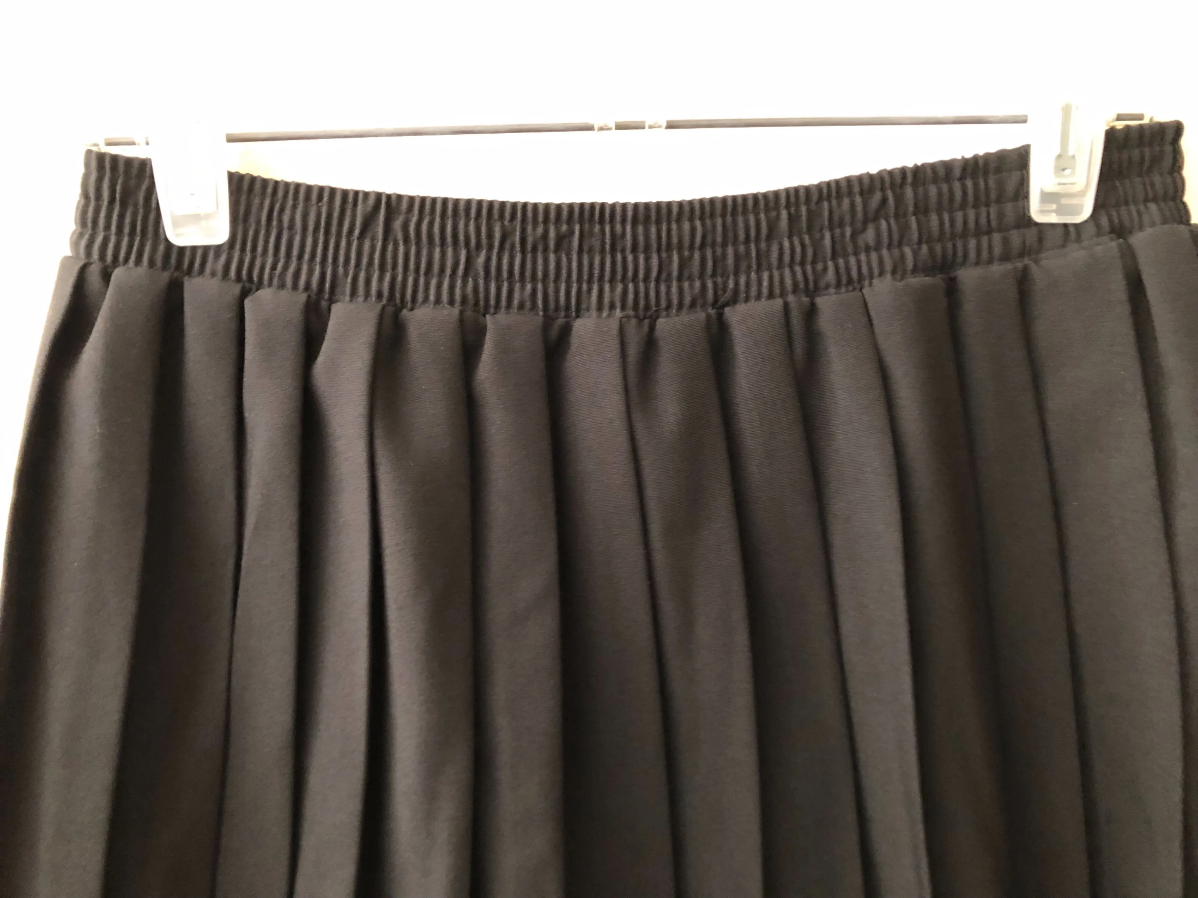 '80s Dark Academia Black Accordion Pleated Midi Skirt by Cricket Lane