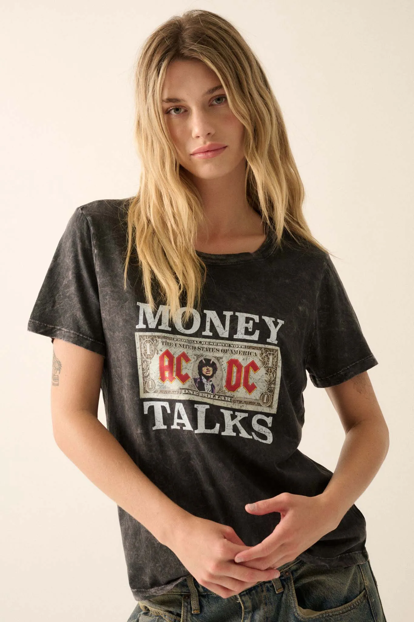 AC/DC Money Talks Vintage-Wash Graphic Tee