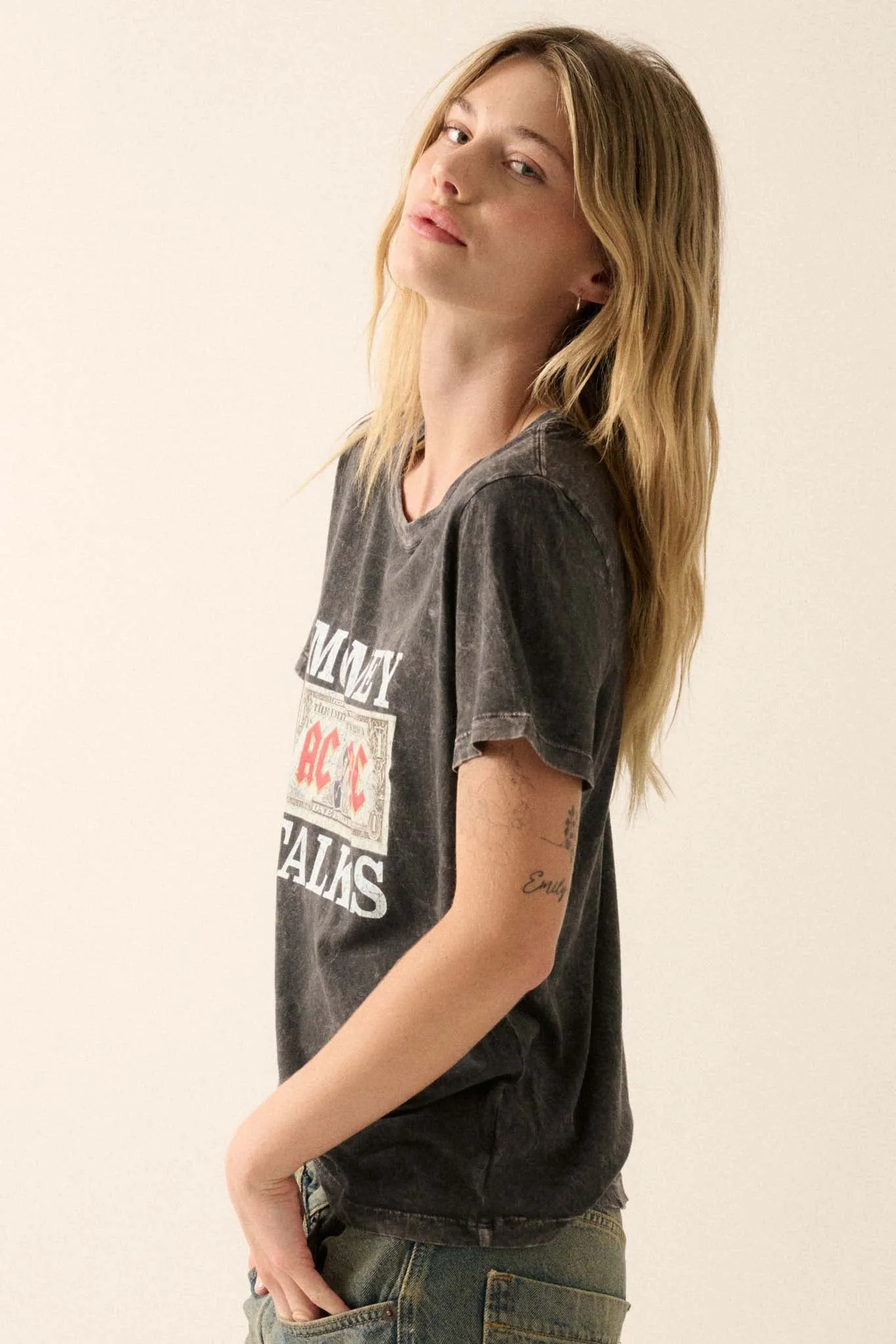 AC/DC Money Talks Vintage-Wash Graphic Tee