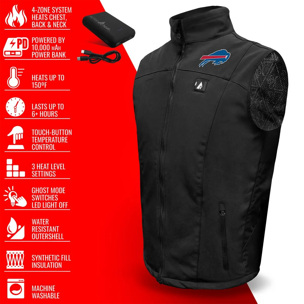 ActionHeat Buffalo Bills 5V Men's Softshell Battery Heated Vest