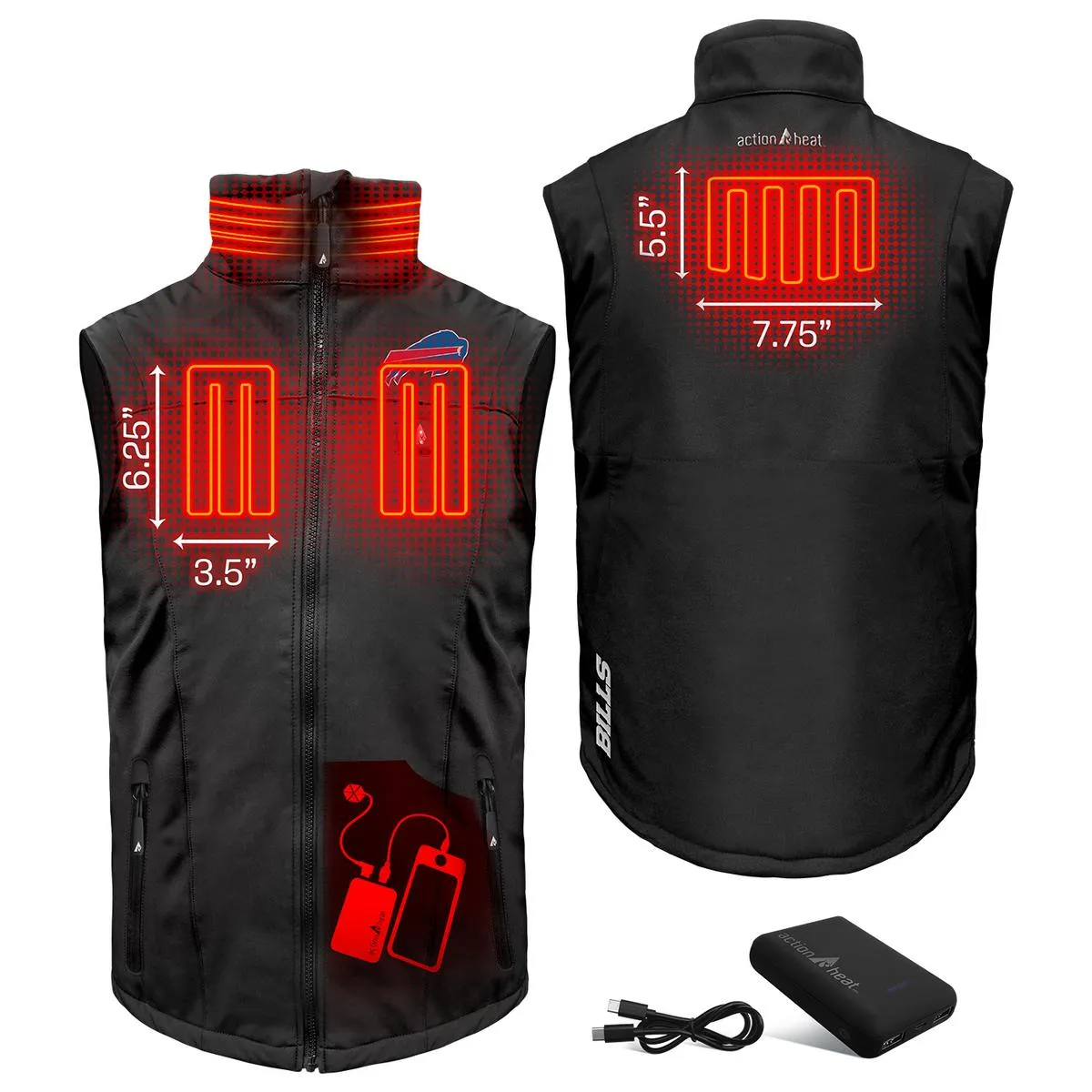 ActionHeat Buffalo Bills 5V Men's Softshell Battery Heated Vest