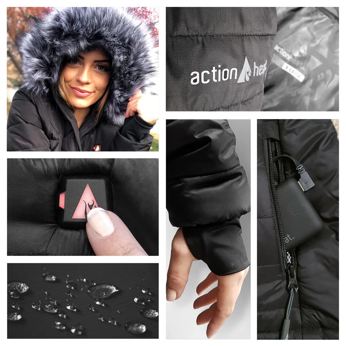 ActionHeat Detroit Lions 5V Women's Long Puffer Battery Heated Jacket