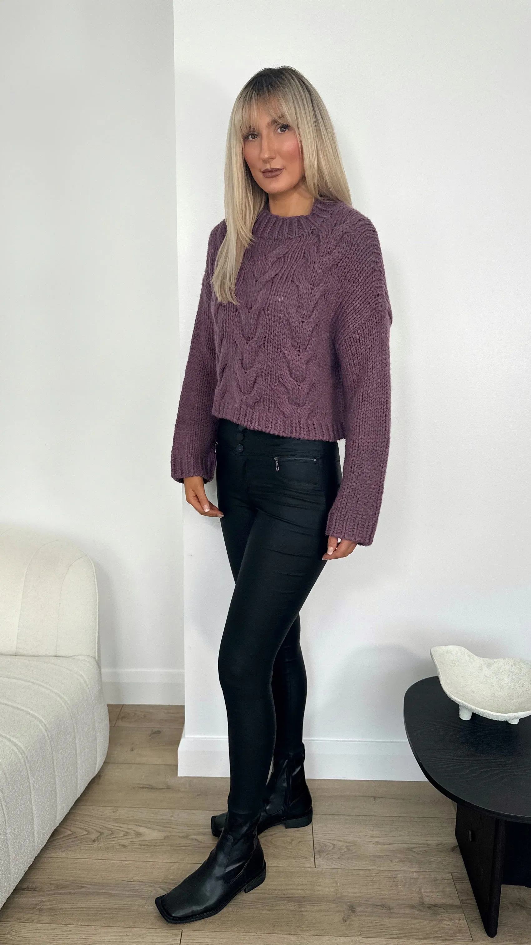 Alora Faux Leeather Trousers - Black