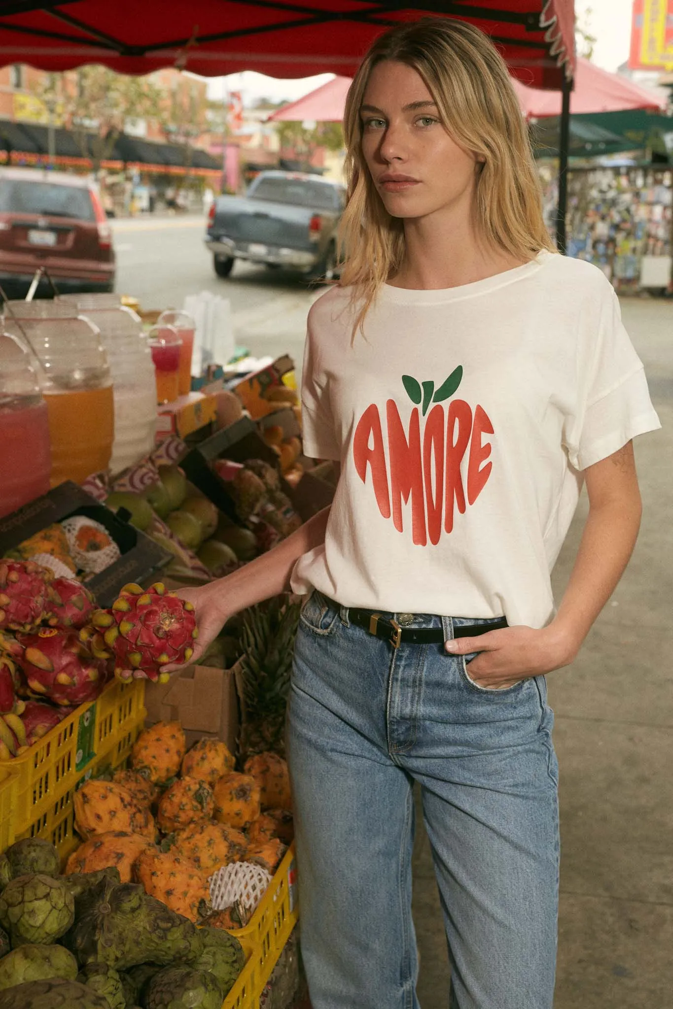 Amore Garment-Wash Fruit Graphic Tee
