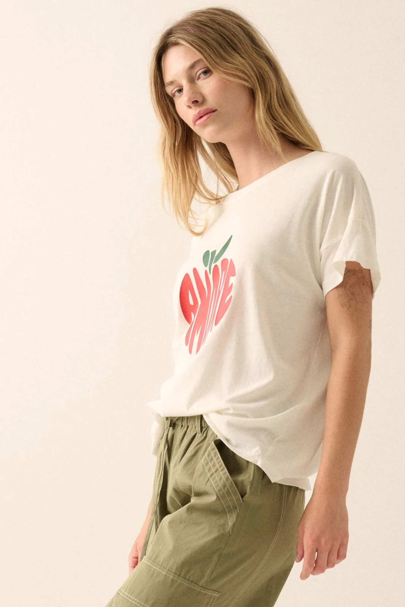 Amore Garment-Wash Fruit Graphic Tee