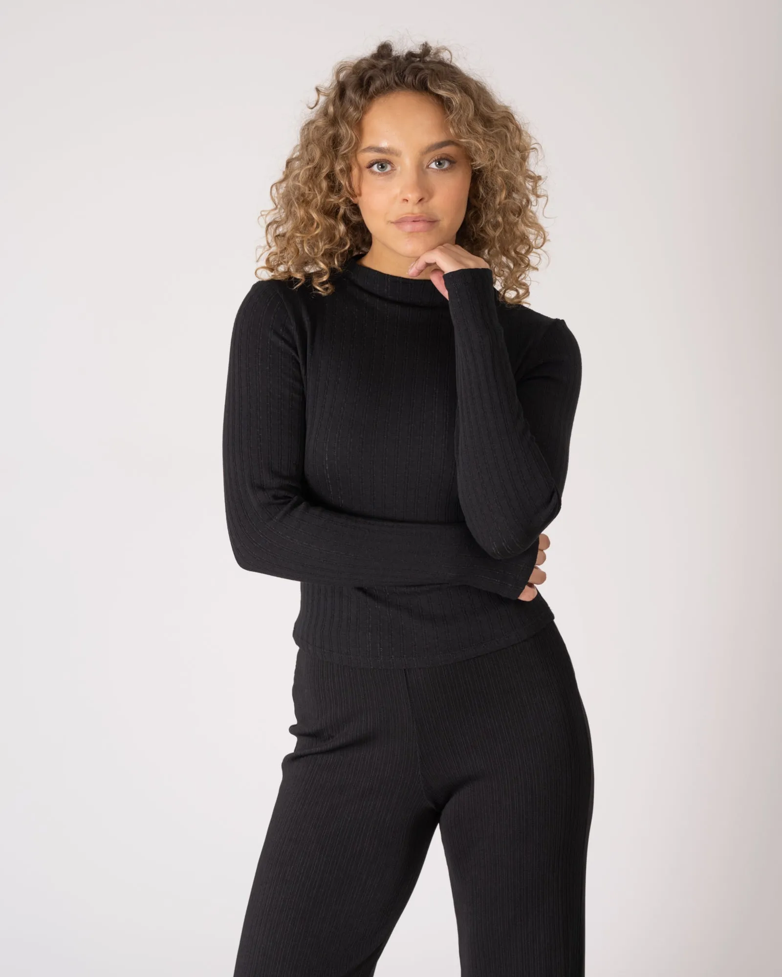 Anna Cowl Neck Top Black