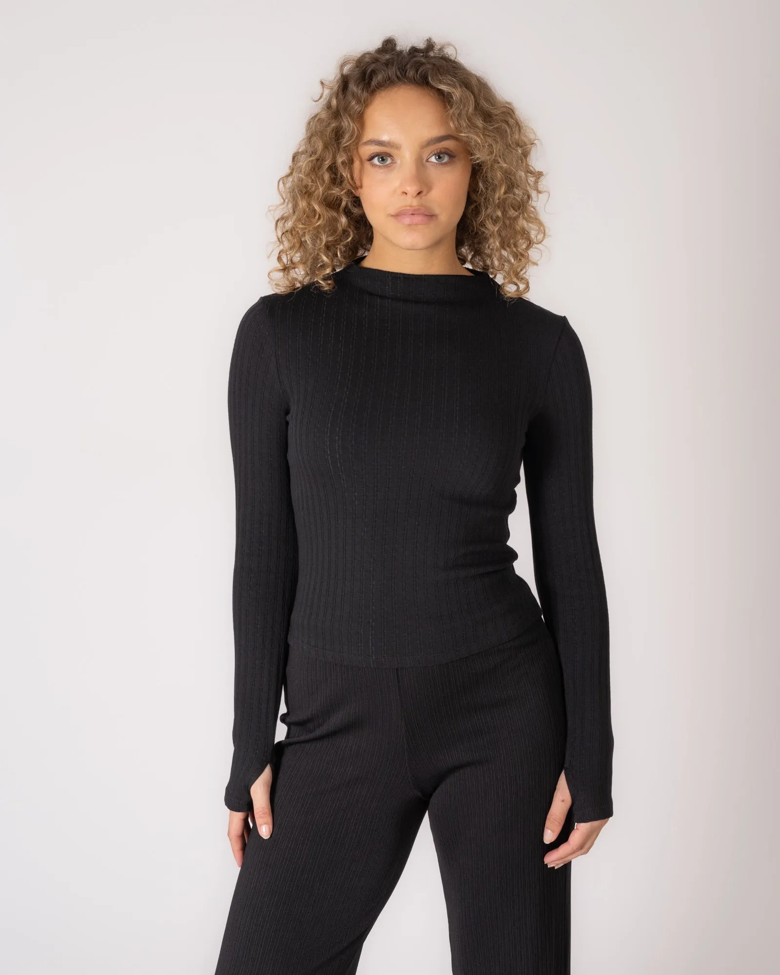 Anna Cowl Neck Top Black