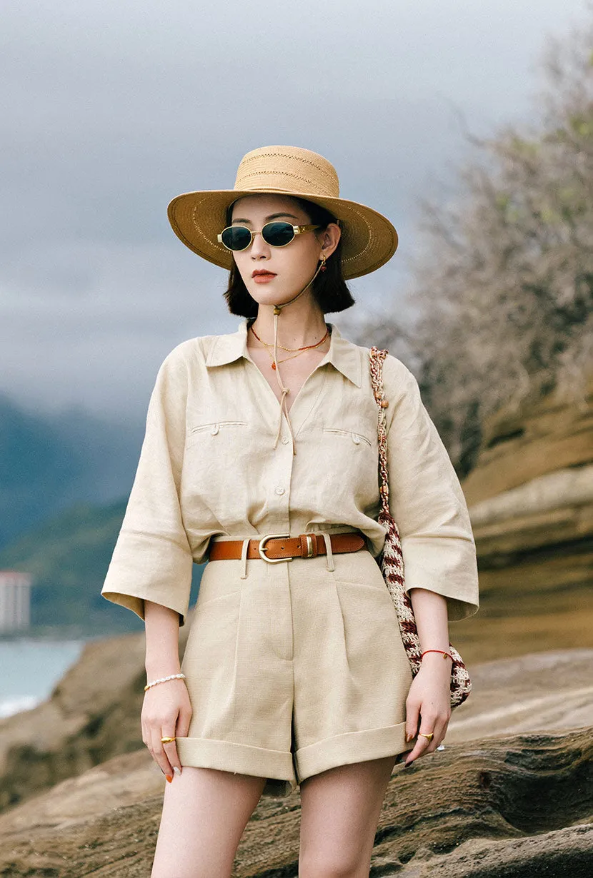 Antoine Linen Blouse - Beige