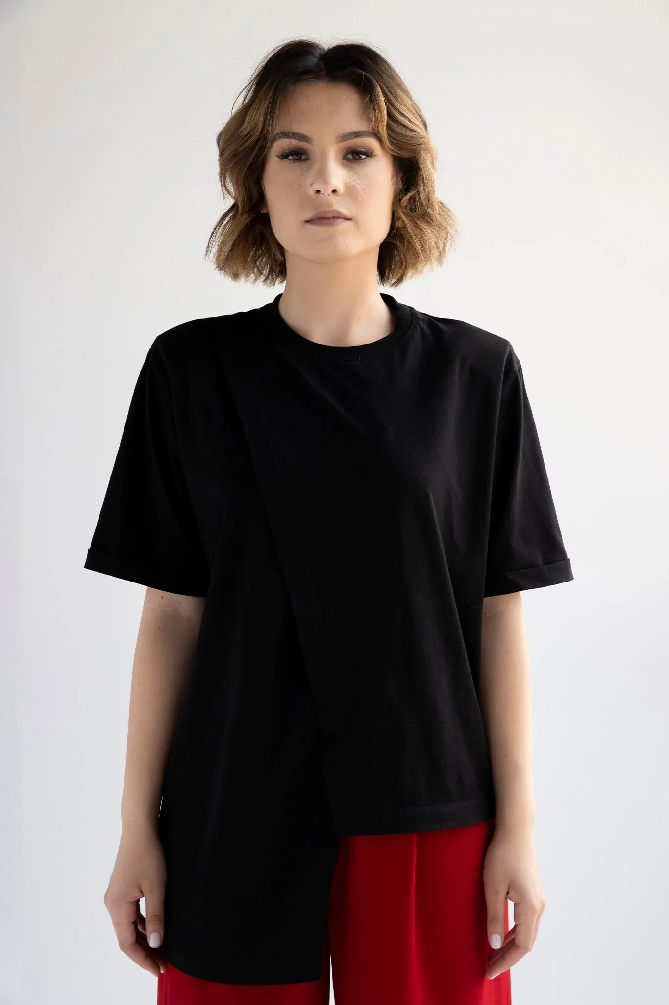 Ararat shirt with padded shoulders in black