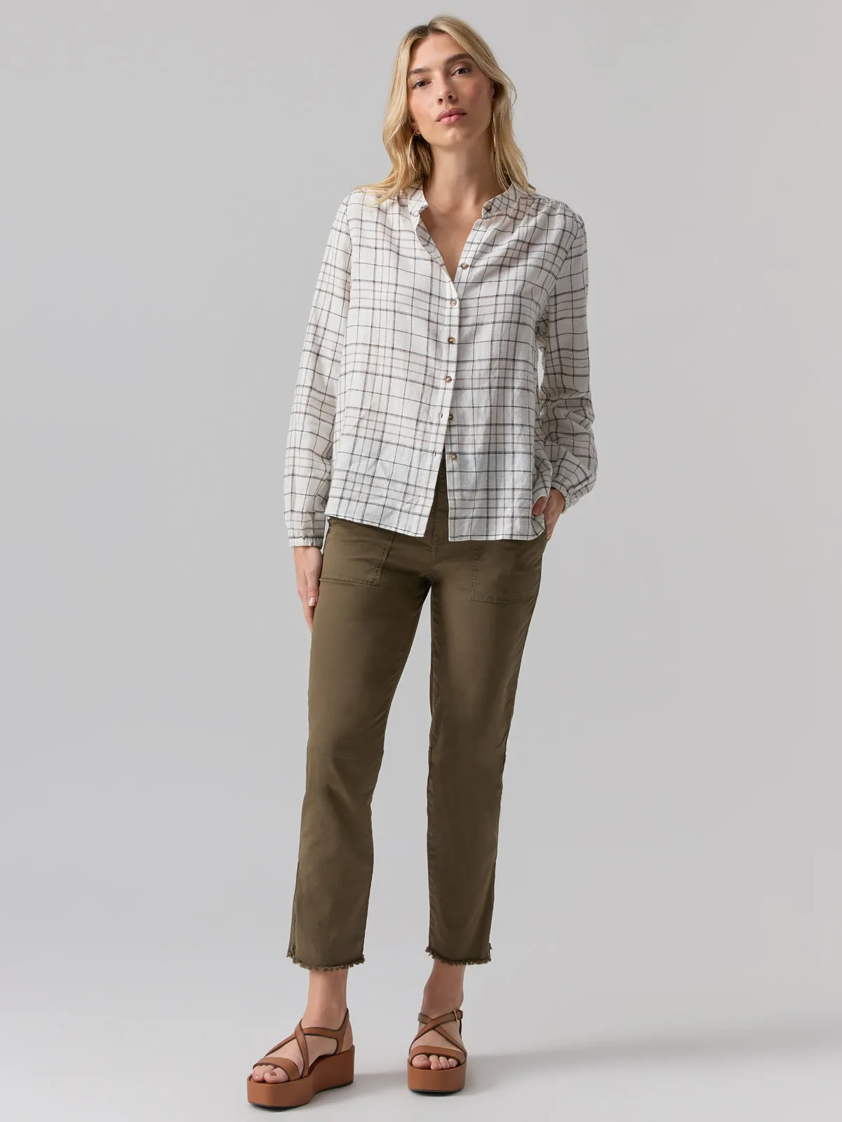 As You Are Button Front Shirt Graphic Windowpane