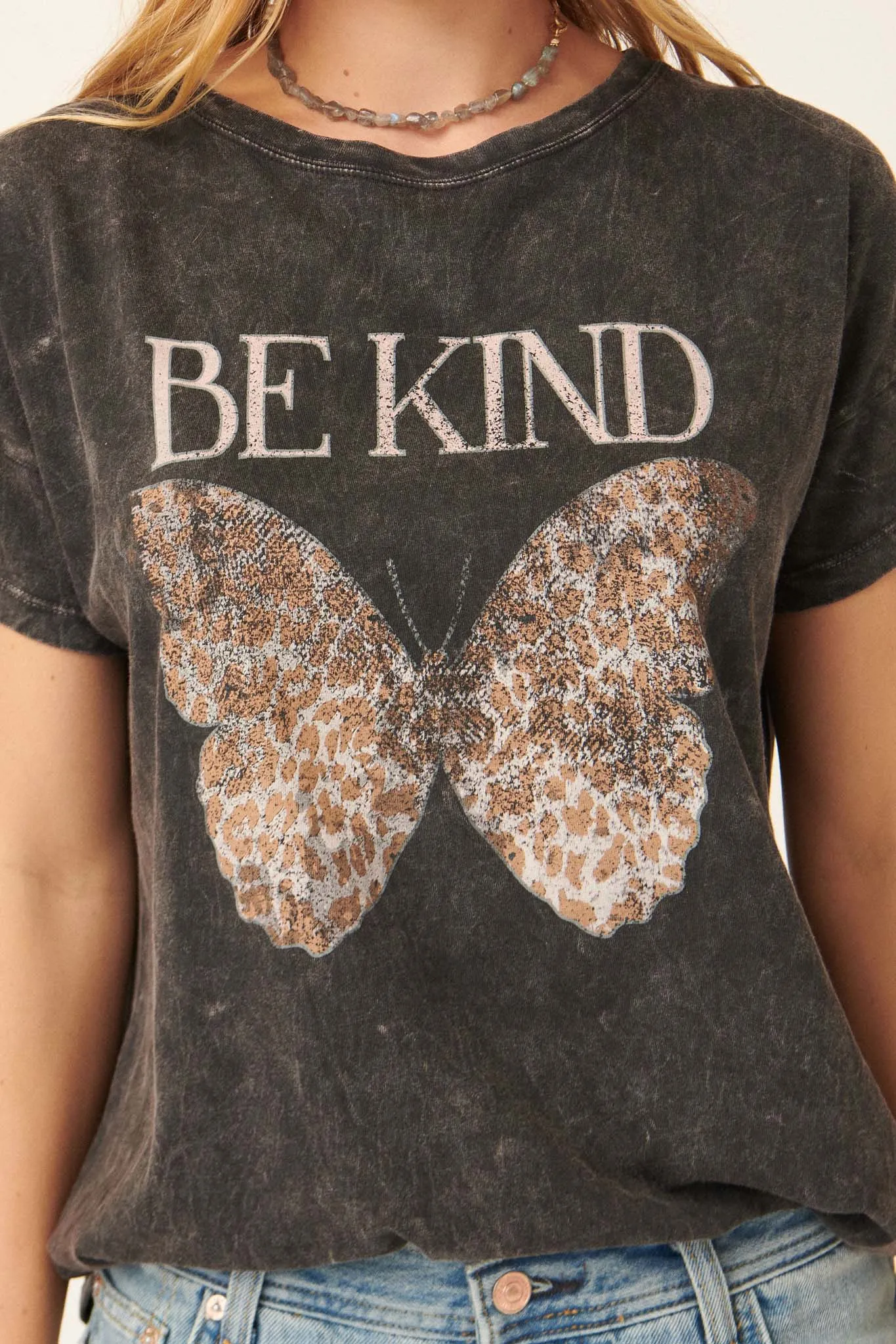 Be Kind Butterfly Vintage-Wash Graphic Tee