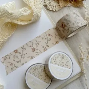 Beige Red Floral Washi Tape 30mm
