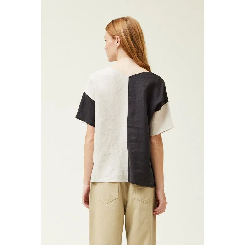 Berkley Grade and Gather Two Tone Linen Blouse
