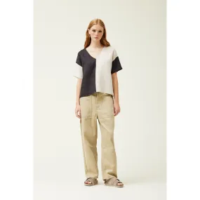 Berkley Grade and Gather Two Tone Linen Blouse