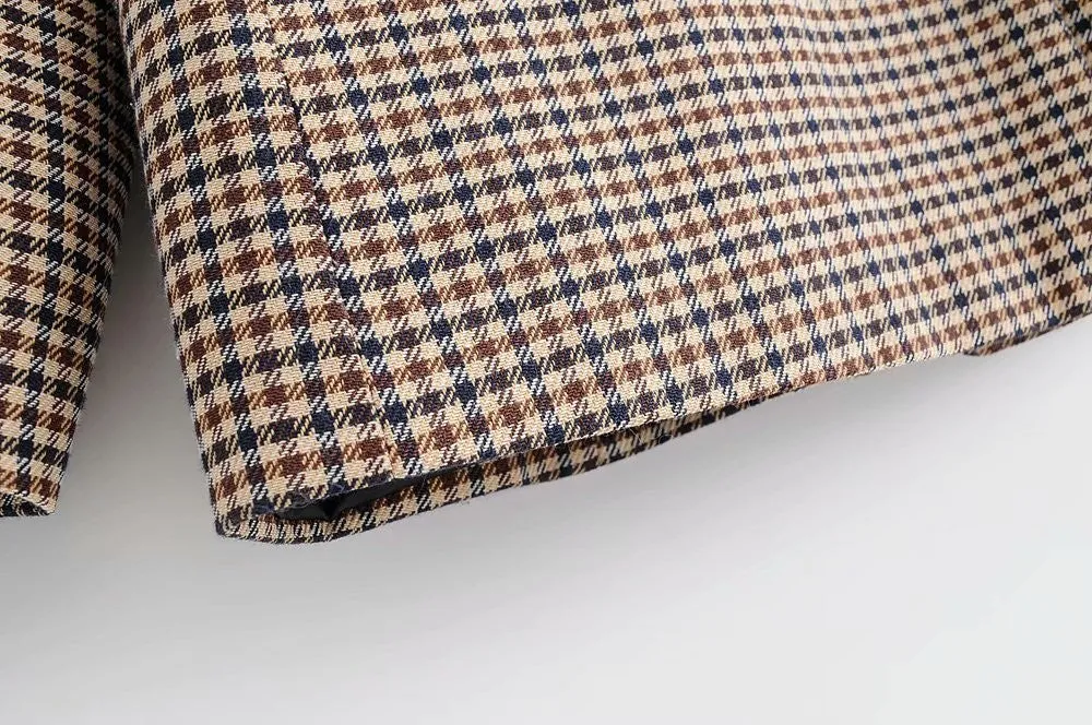 BerriesJam - 2024Plaid Lapel Collar Double Breasted Chic Blazer