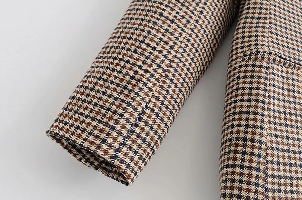 BerriesJam - 2024Plaid Lapel Collar Double Breasted Chic Blazer