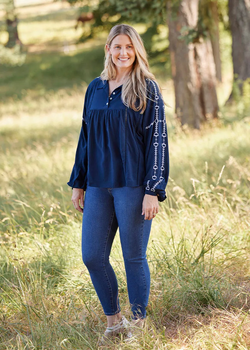 Bit and Rein Embroidered Blouse