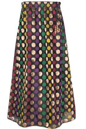 Black Banarasi Lehenga Skirt with Multi Color Spiral Embroidery