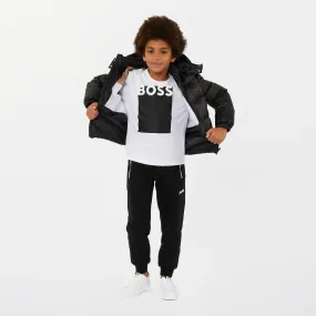 Boss Boys Black Monogram Puffer Jacket