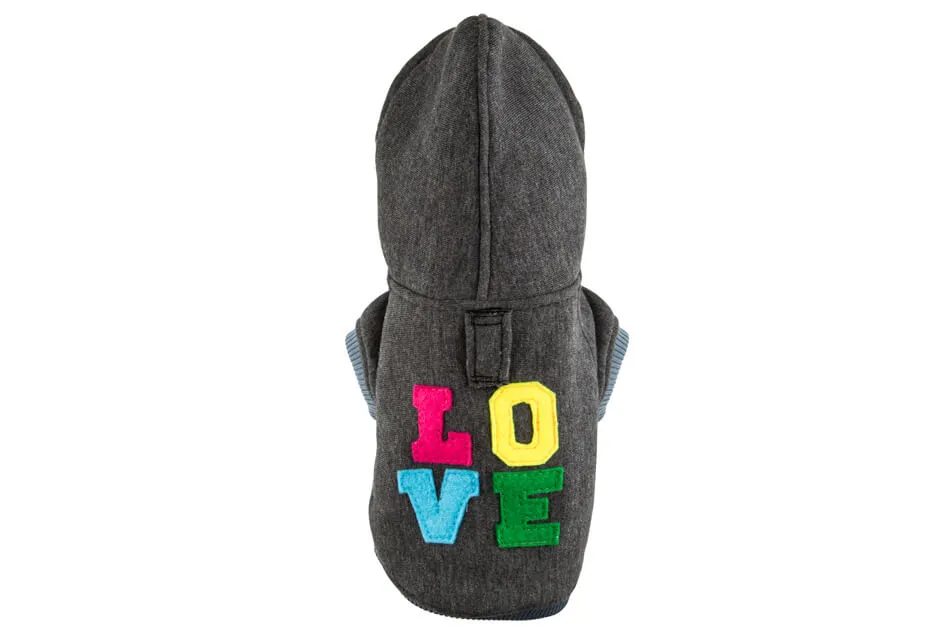 Bowl and Bone Love Graphite Dog Hoodie