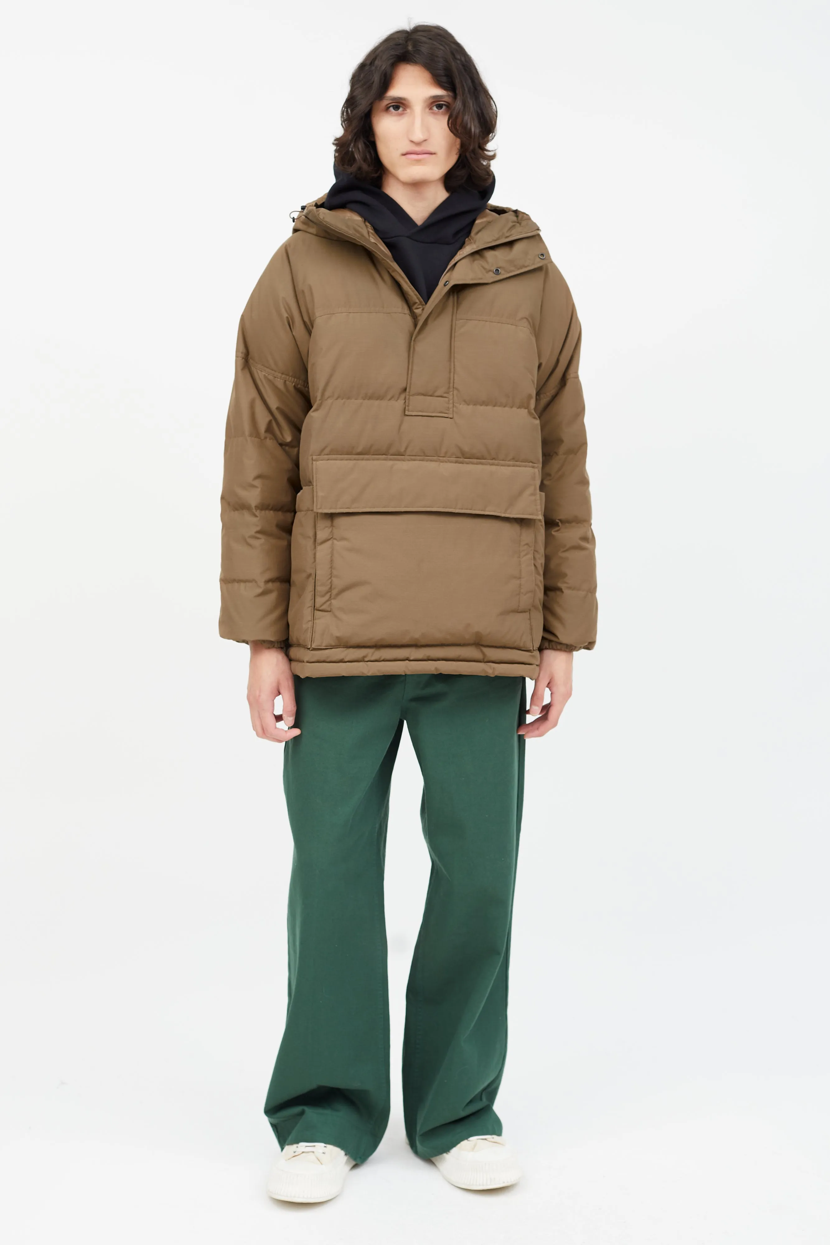 Brown Down Anorak Puffer Jacket