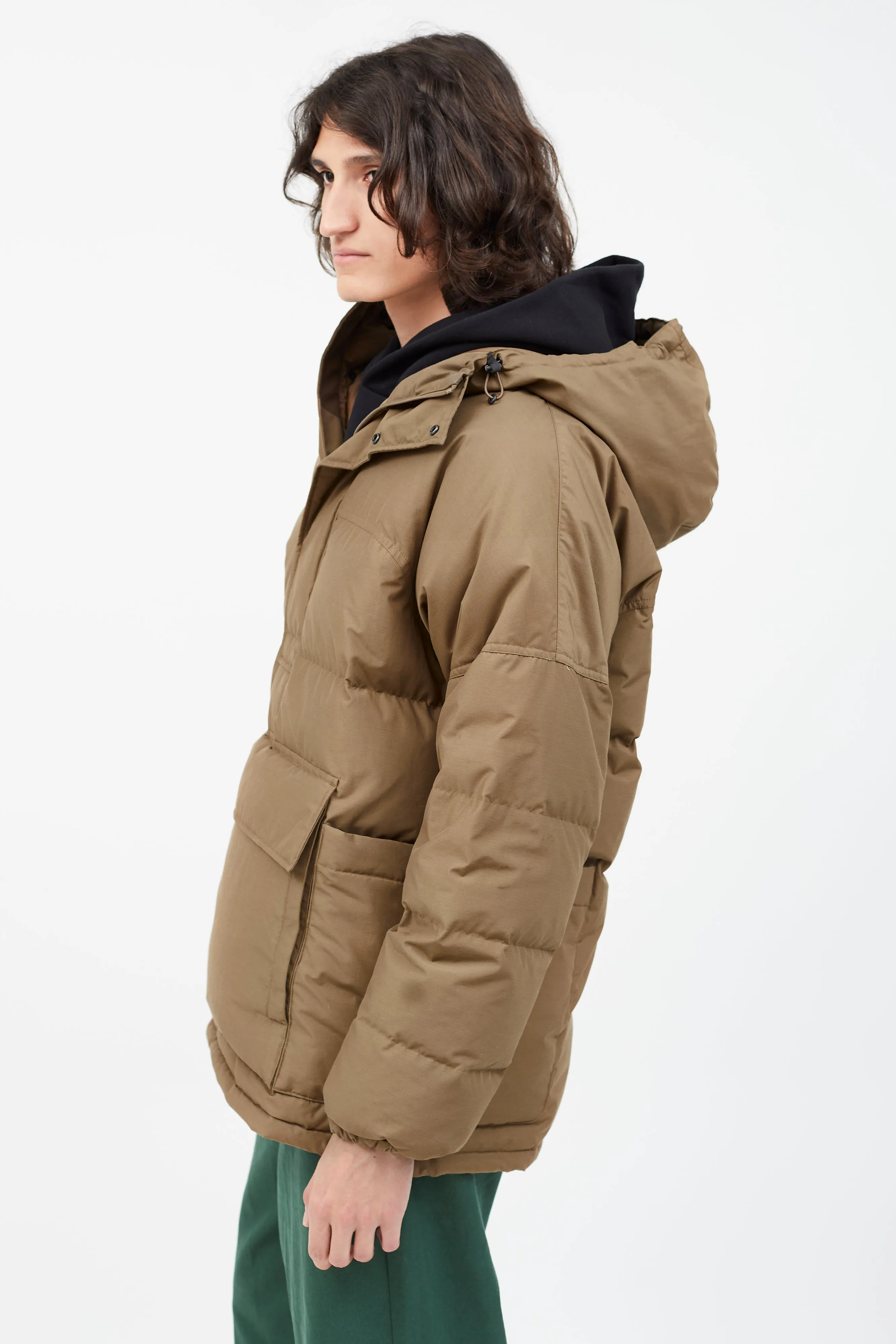 Brown Down Anorak Puffer Jacket