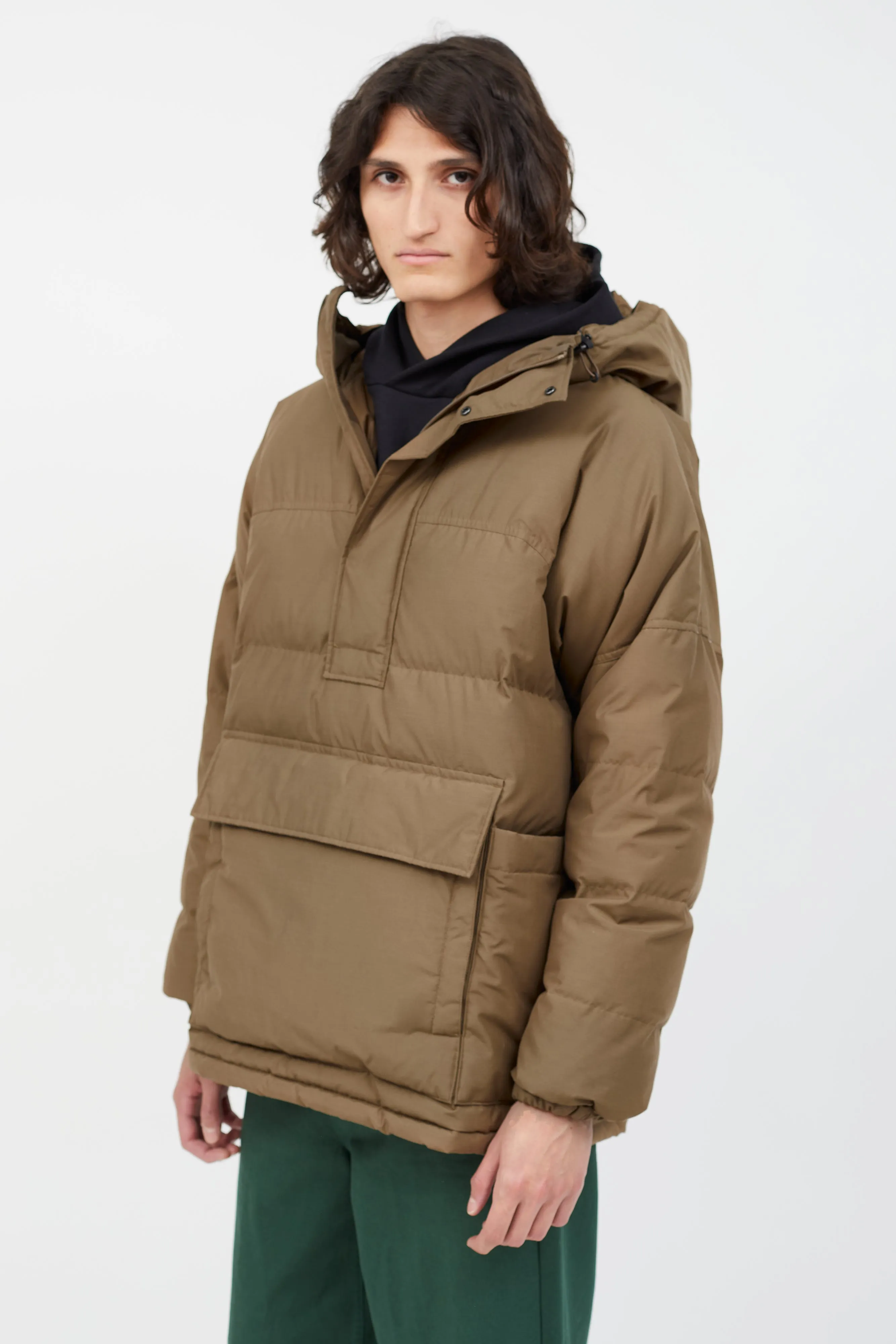 Brown Down Anorak Puffer Jacket