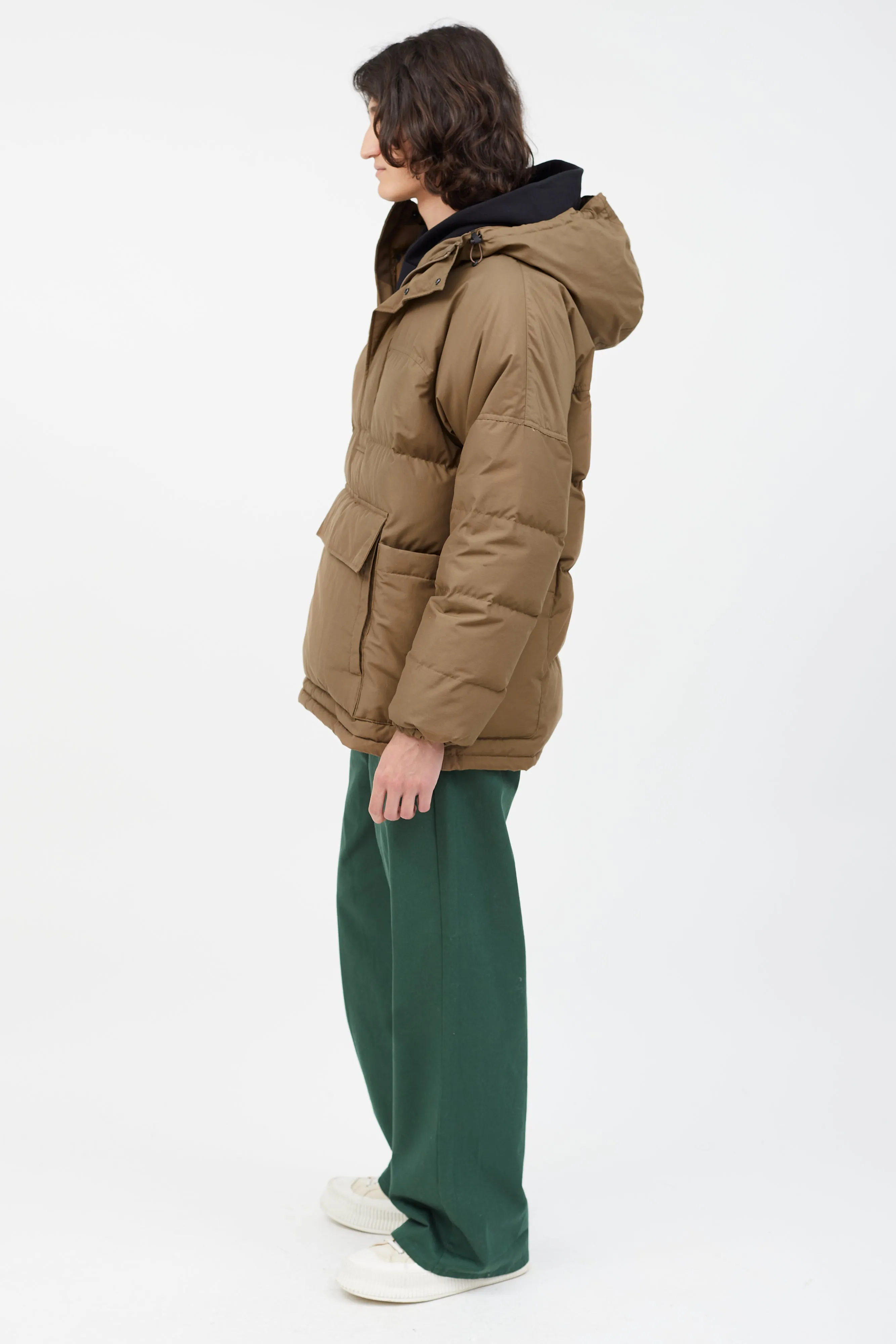 Brown Down Anorak Puffer Jacket