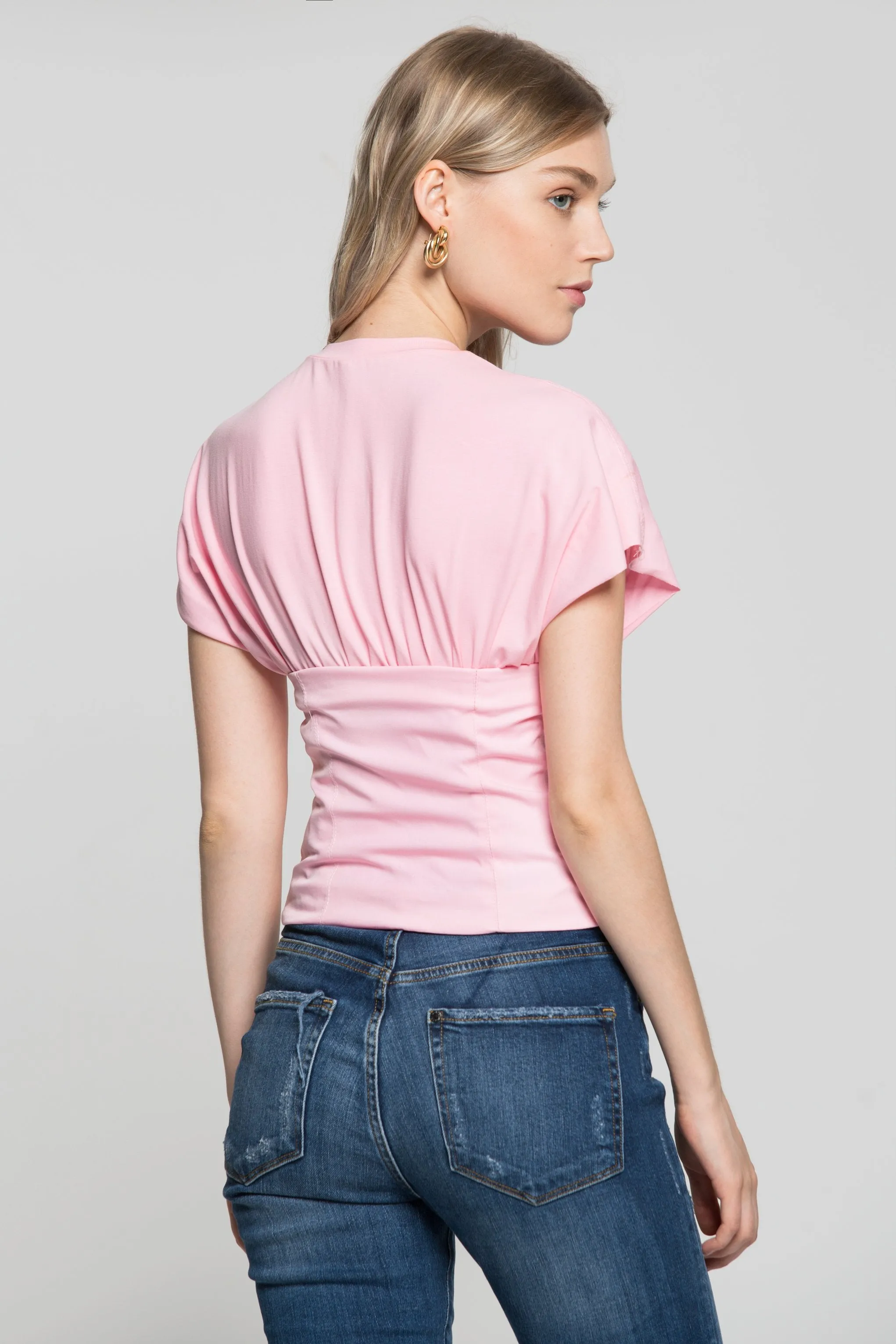 Bubblegum Pink Zip Up Sweetheart Neck Over T-Shirt Top