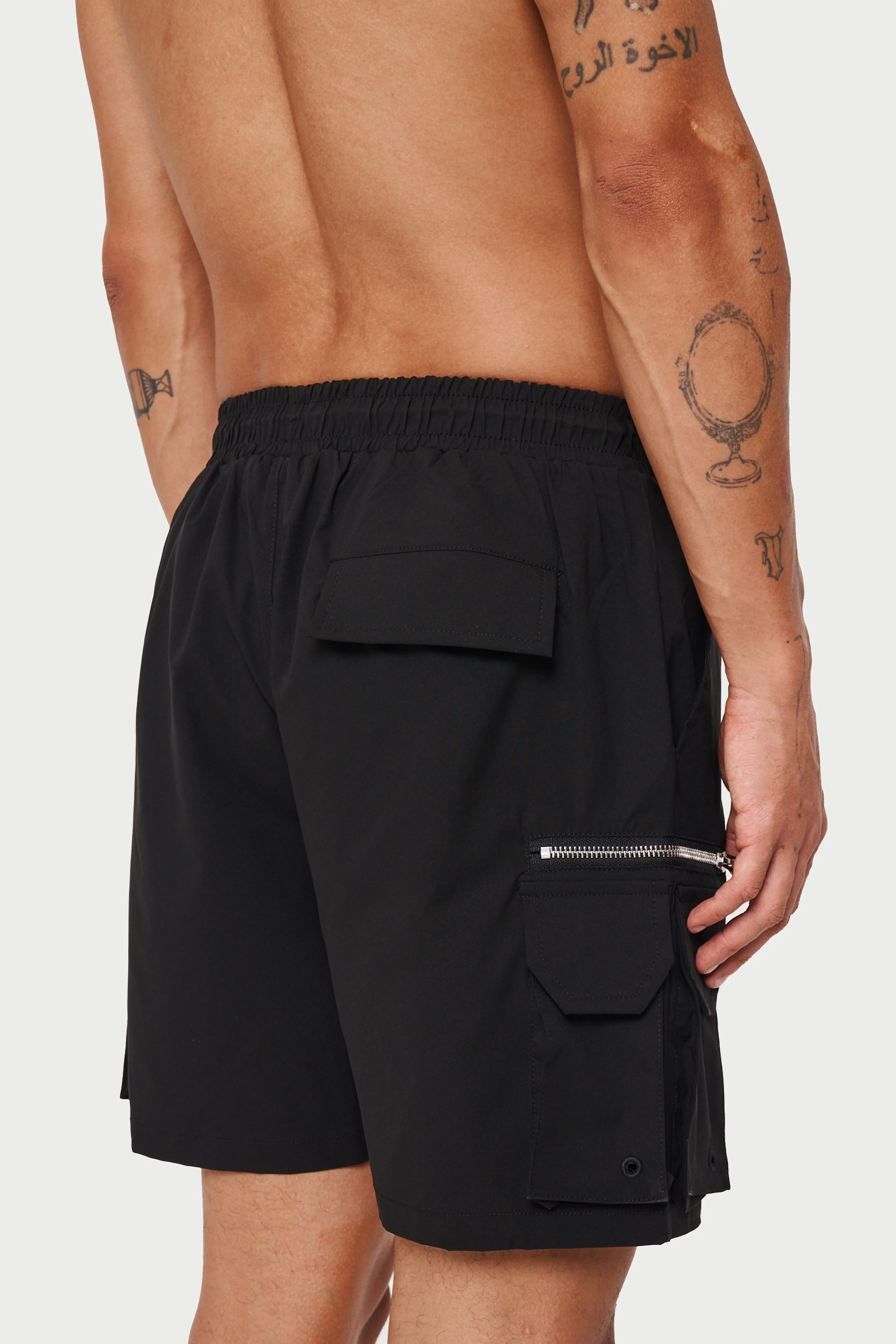 CARGO POCKET SWIM SHORT - BLACK