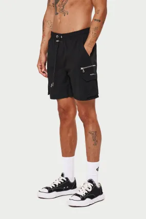 CARGO POCKET SWIM SHORT - BLACK