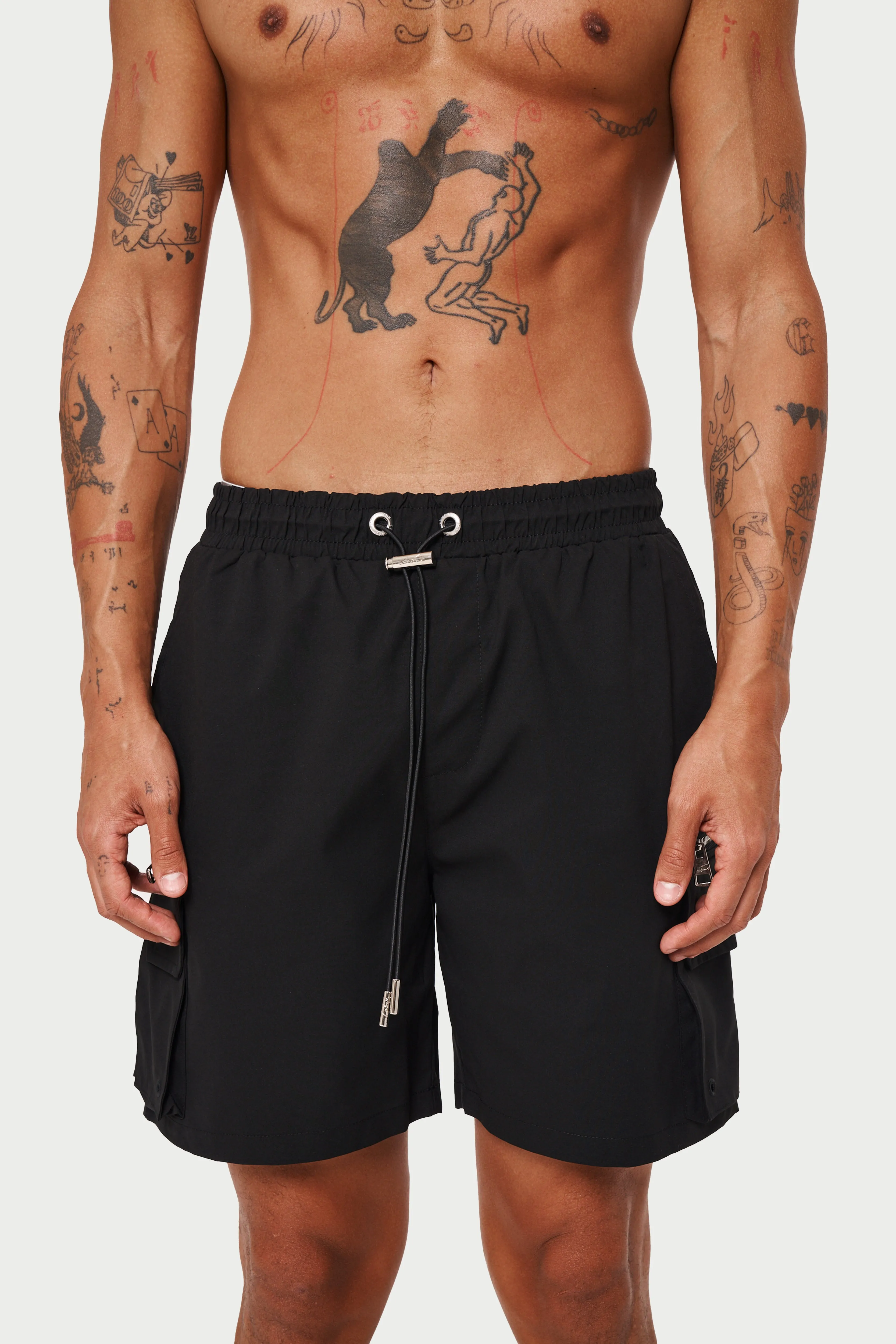 CARGO POCKET SWIM SHORT - BLACK