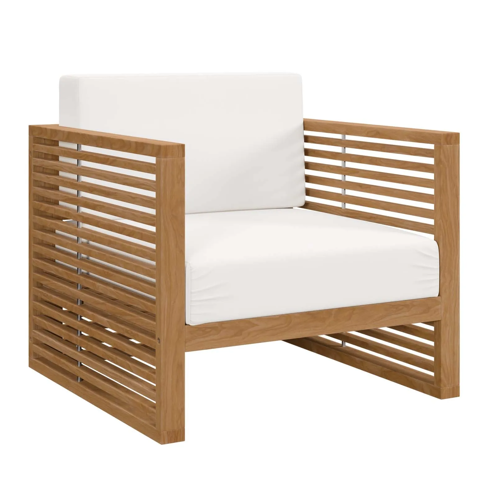 Carlsbad Teak Wood Outdoor Patio Armchair By Modway - EEI-5606 - Natural White