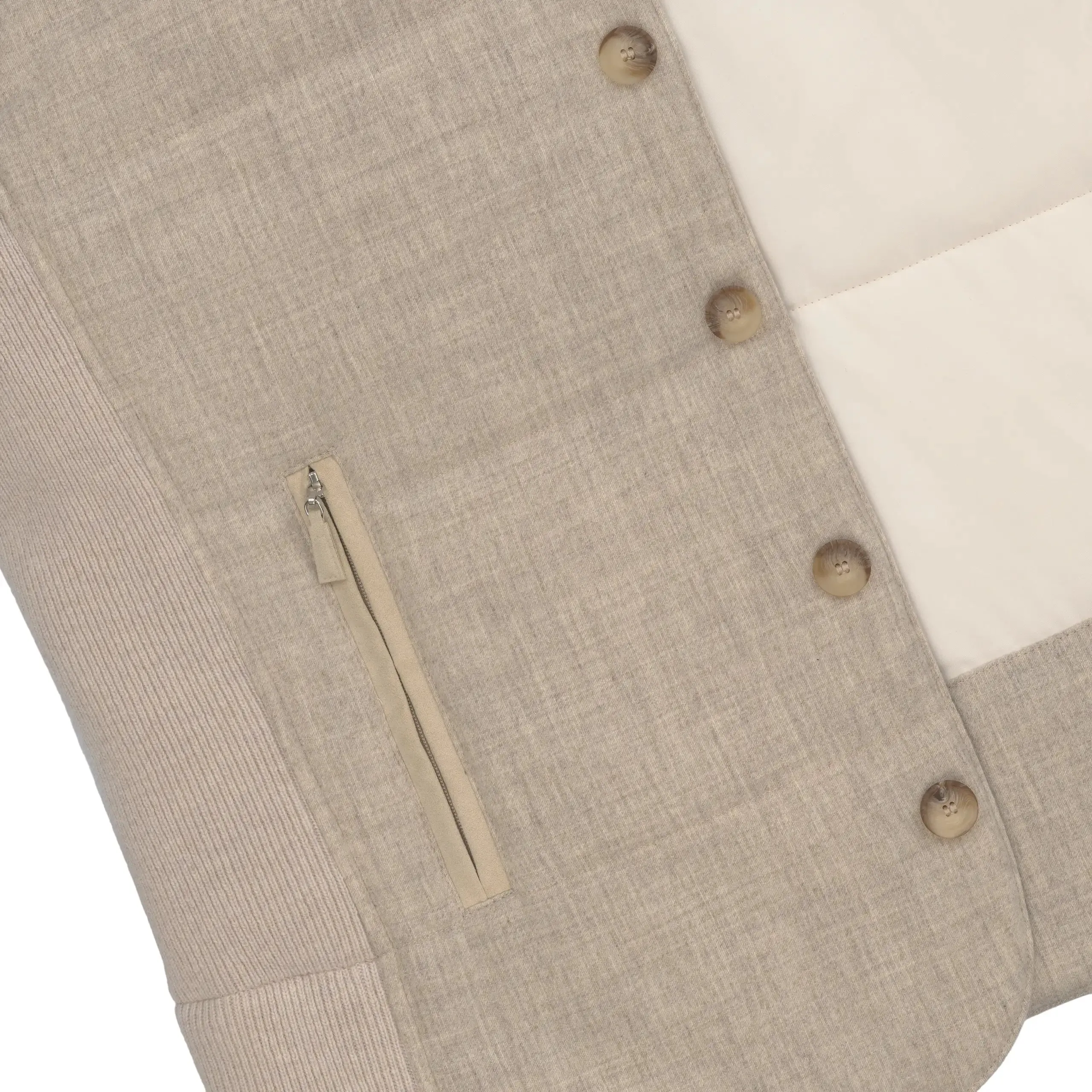 Cashmere-Wool Hooded Jacket in Beige