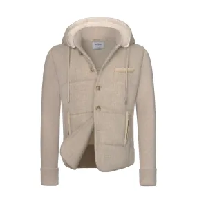 Cashmere-Wool Hooded Jacket in Beige