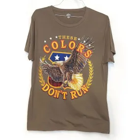 Celebrate! Patriotic Mens Size L (42-44) Light Brown Graphic T-Shirt "These Color Don't Run" S/s Pre-Owned