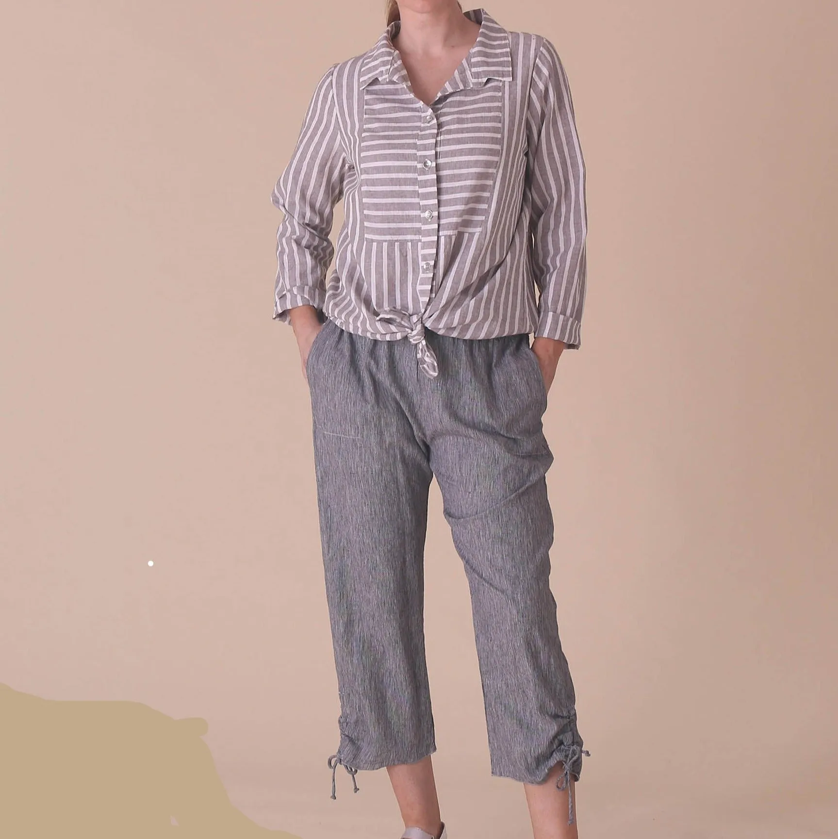 Chambray Tie Crop Pants