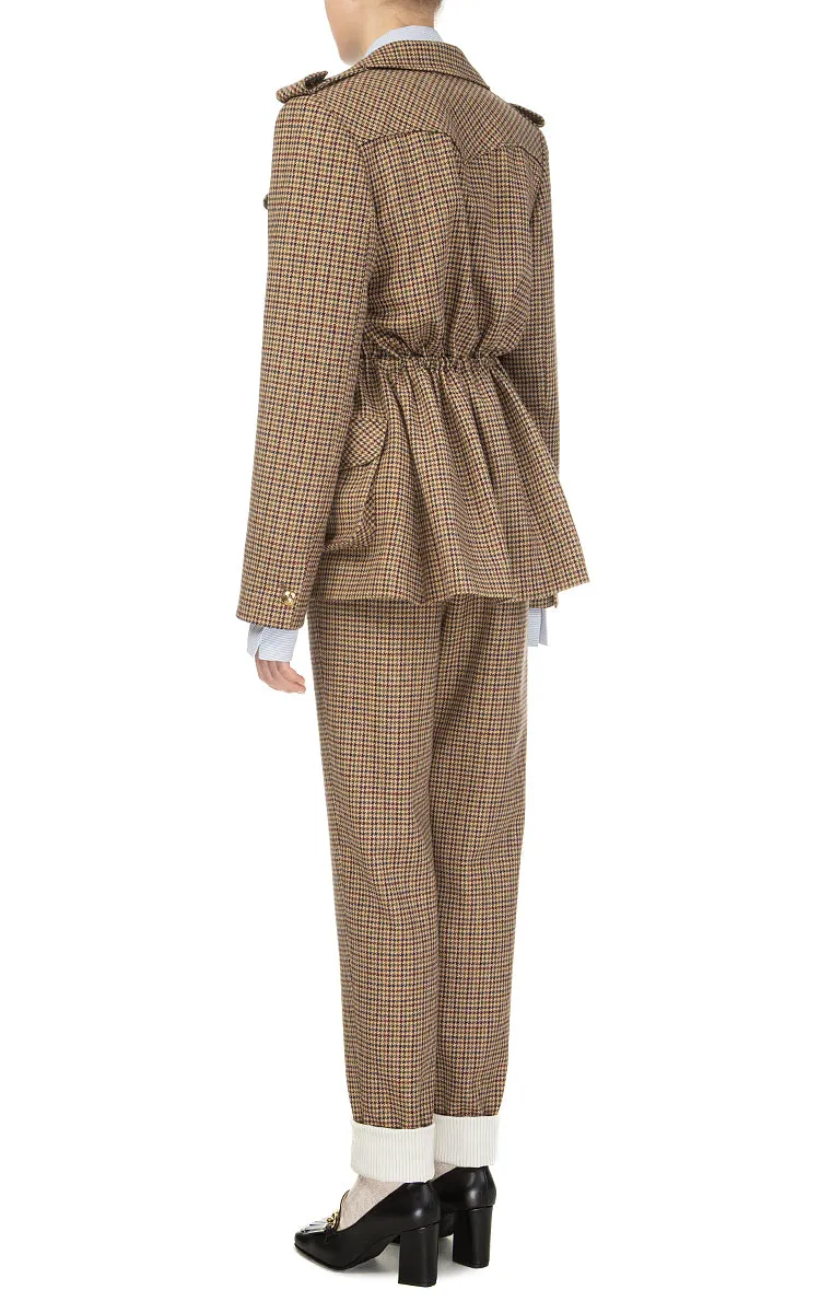 Checked Jacket with Shoulder Stripes