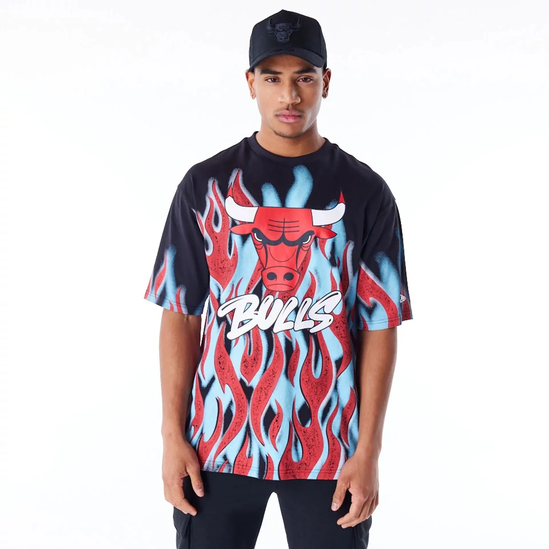 Chicago Bulls NBA Flame Black Oversized T-Shirt