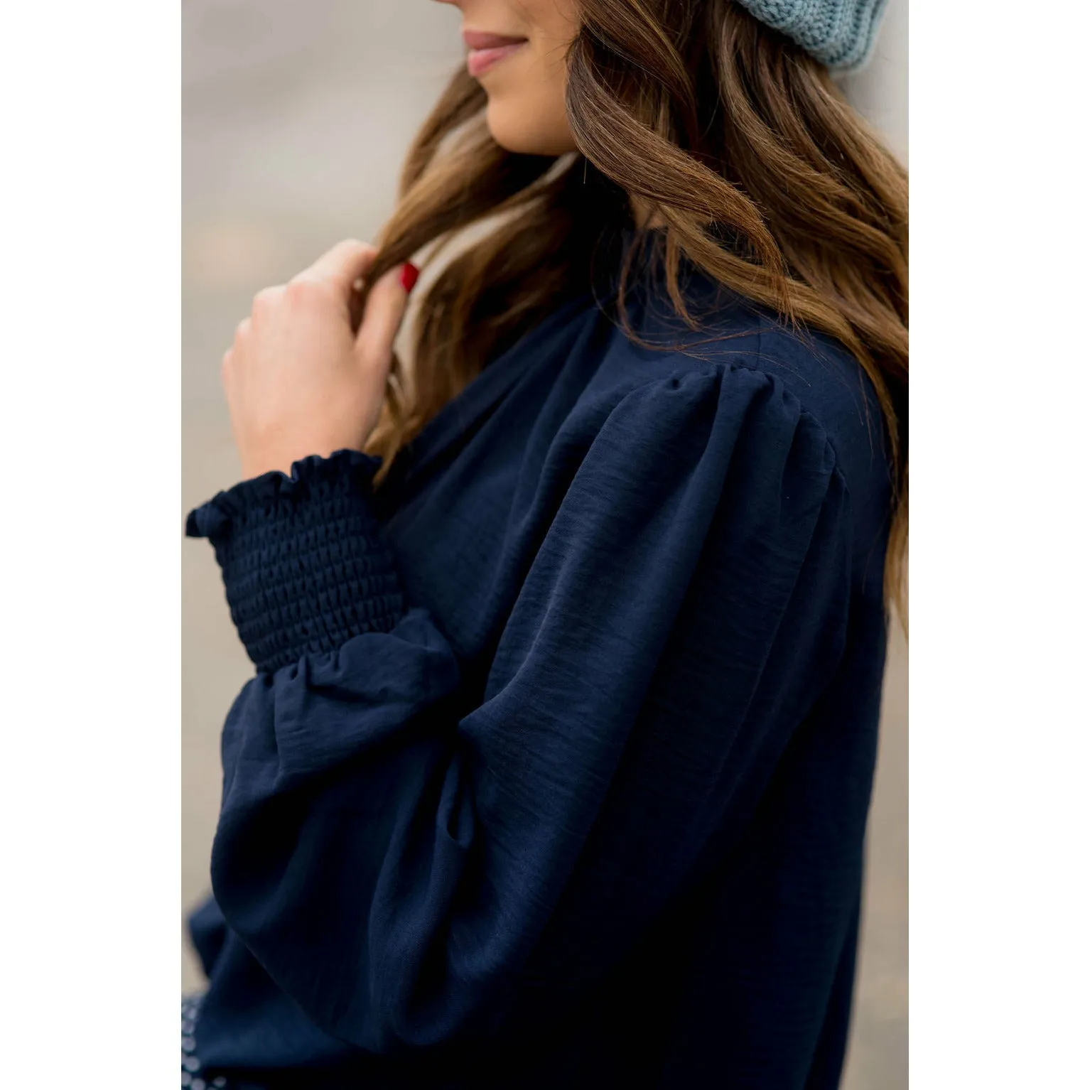 Cinched Long Sleeve Blouse