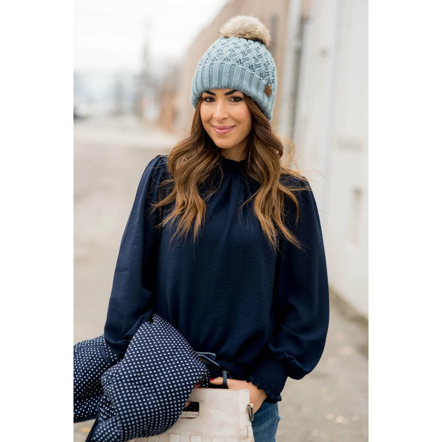 Cinched Long Sleeve Blouse