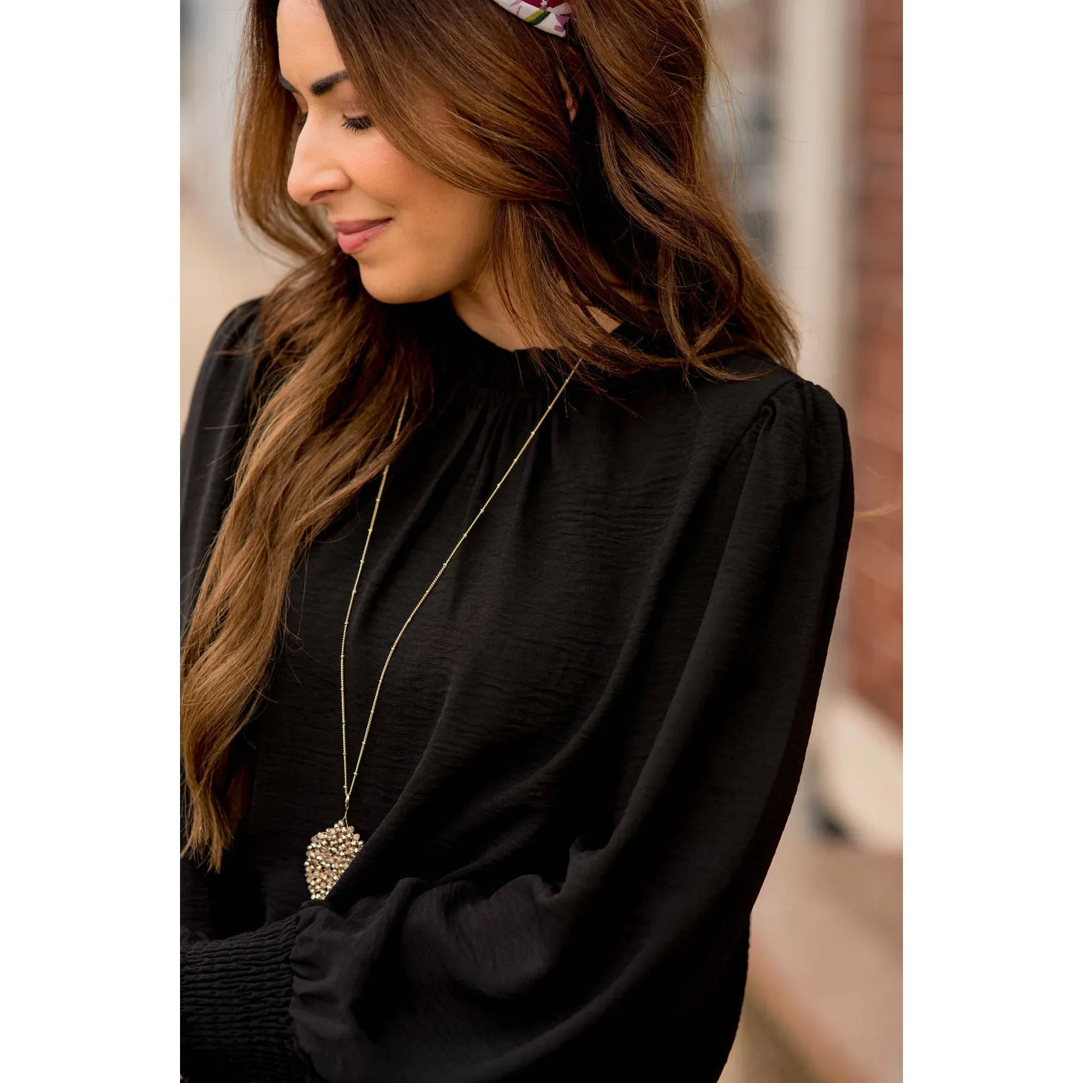 Cinched Long Sleeve Blouse