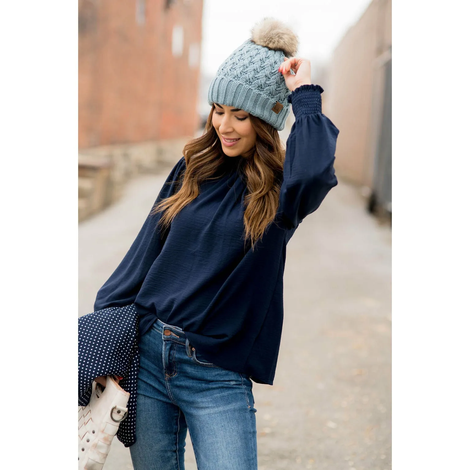 Cinched Long Sleeve Blouse