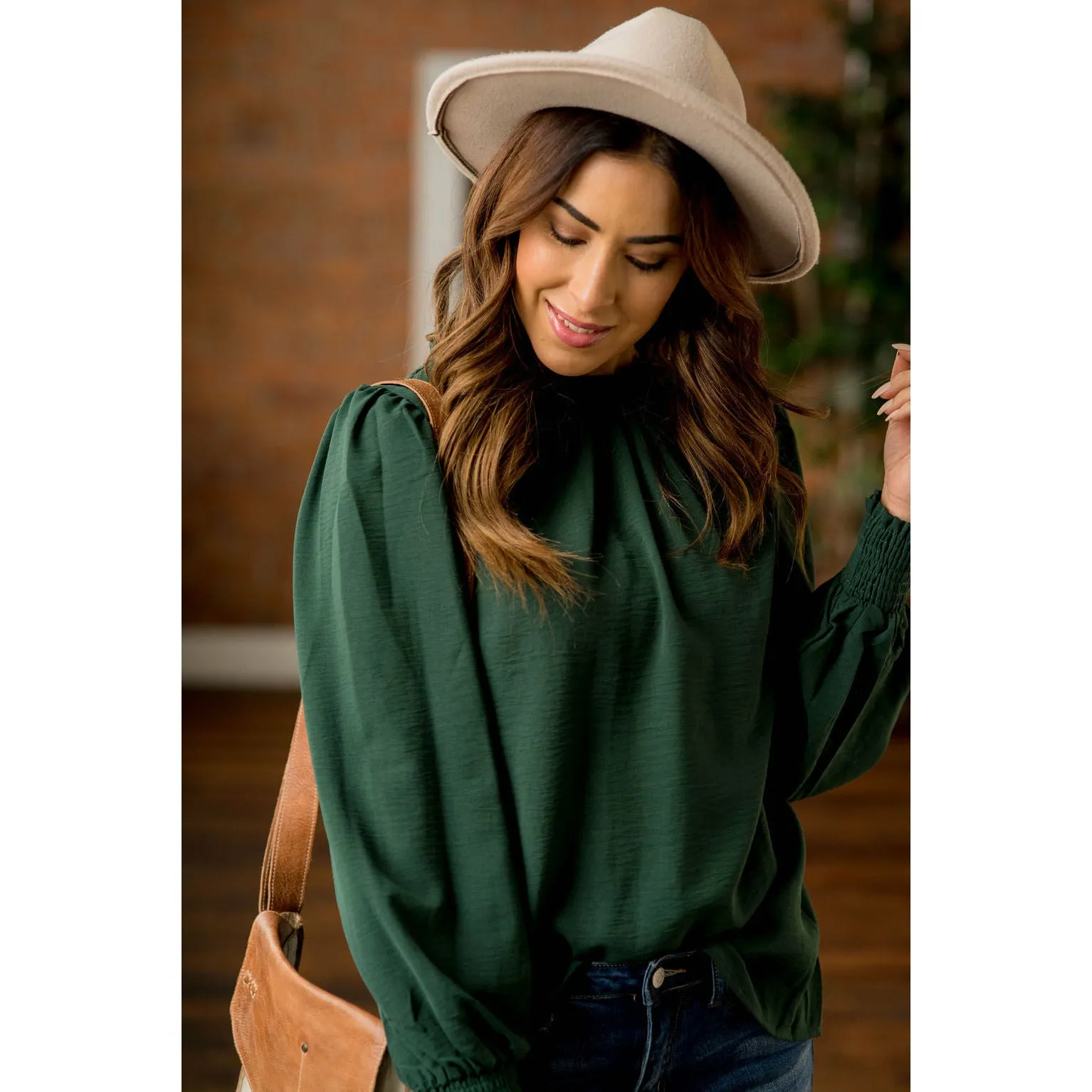 Cinched Long Sleeve Blouse