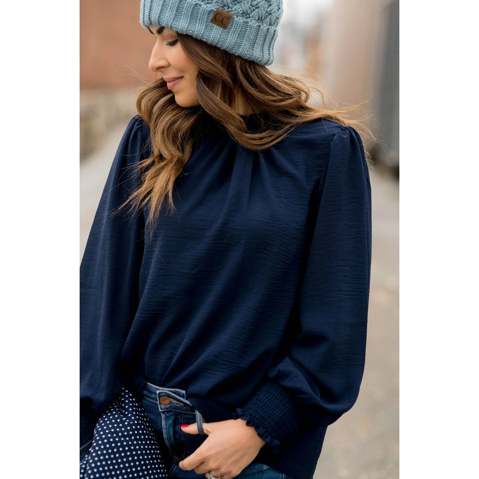 Cinched Long Sleeve Blouse